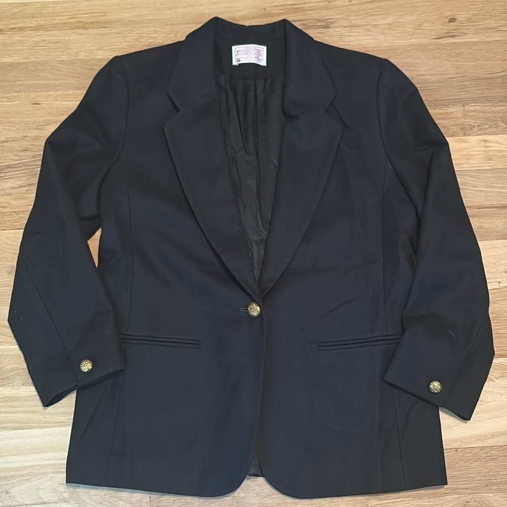 Vintage Pendleton 100% Virgin Wool Black Blazer Women’s Petite 10